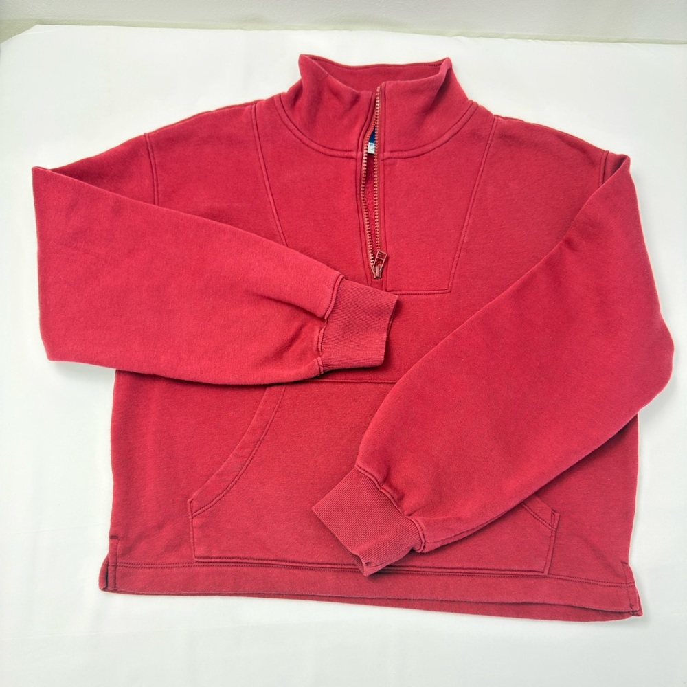 Old Navy Quarter Zip Sweatshirt Maroon Size Small 6/7 Front Pocket Pullover